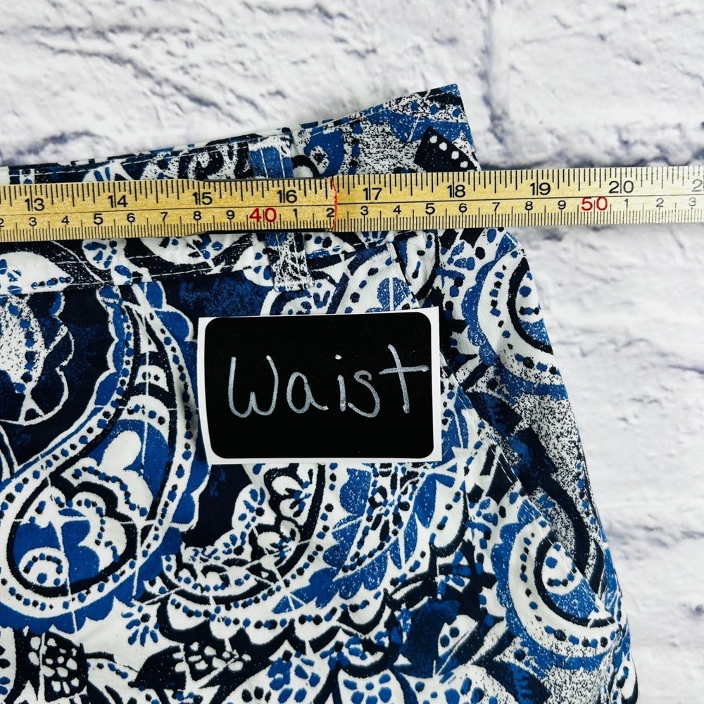 Karen Scott Blue White Paisley Floral Mini Skirt Women's 14 Nautical Cotton - Picture 4 of 6